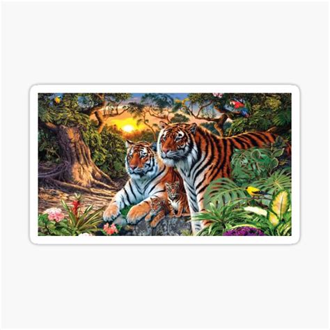 Animals Of The Jungle Tiger And Tigress Sticker By Houariroot