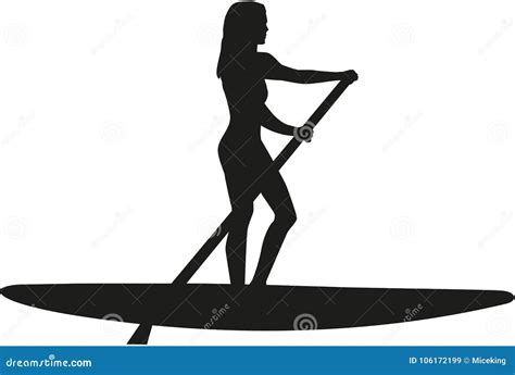 Stand Up Paddle Woman Stock Vector Illustration Of Paddling 106172199