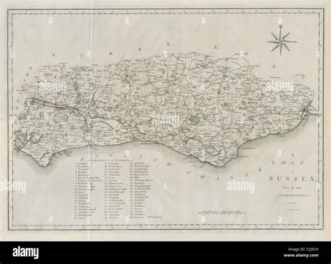 A Map Of Sussex From The Best Authorities County Map Cary 1789 Old