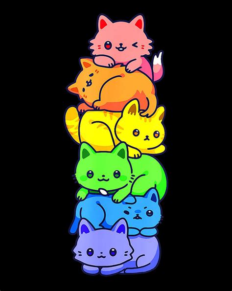 Gay Pride Cat Lgbt Kawaii Cats Pile Cute Anime Rainbow Flag Png Digital Art By Minh Trong Phan