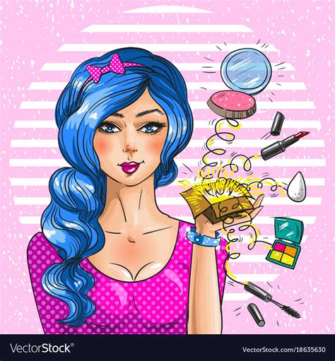 Makeup Artist Vintage Pop Art Royalty Free Vector Image