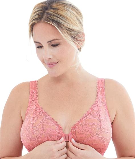 glamorise wonderwire lace front close bra and reviews bare necessities style 9245
