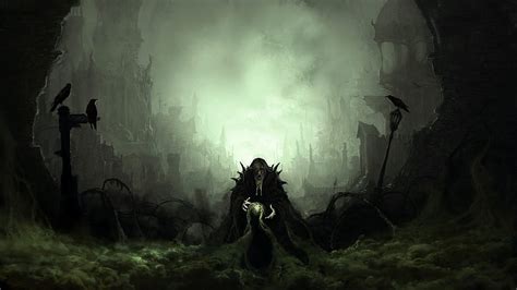 Digital Art Fantasy Art Wizard Raven Dark Ruin Mist Old People Beards Coats Bricks Necromancers