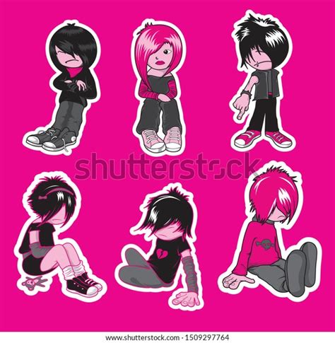 Emo Model Sheet Cut Out Character Stock Vector Royalty Free 1509297764 Shutterstock