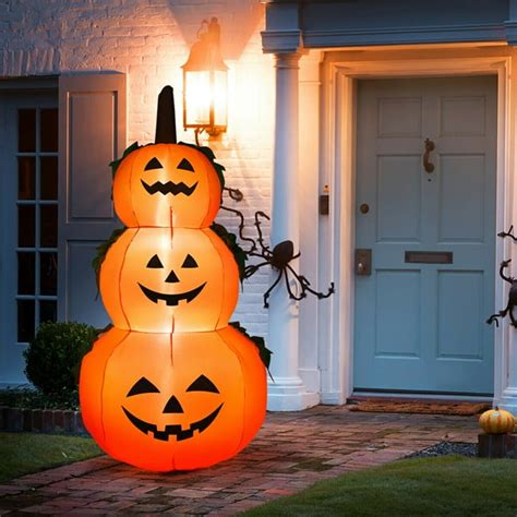 Giantex Halloween 6ft Inflatable Stacked Pumpkins With Led Lights Blow