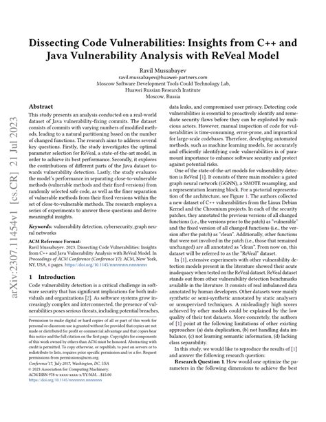 Pdf Dissecting Code Vulnerabilities Insights From C And Java Vulnerability Analysis With