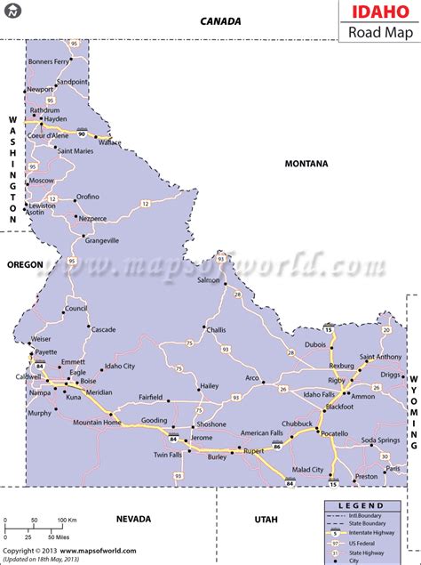 Highway 95 Idaho Map Map Vector