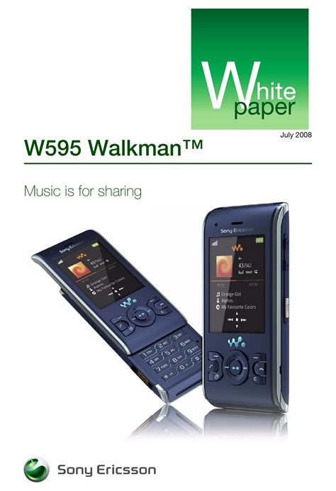 Sony Ericsson W595 Walkman White Paper Pdf Download Manualslib