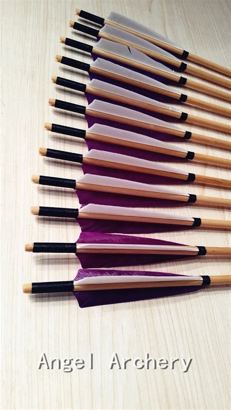 New Purple Feathers 12pk Wooden Arrow Archery Handmade Arrow 32 Turkey