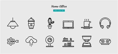 Home Office Black Line Icon Symbol Set 1255071 Vector Art At Vecteezy