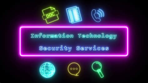 Information Technology Security Services Neon Green Blue Fluorescent Text Animation Pink Frame