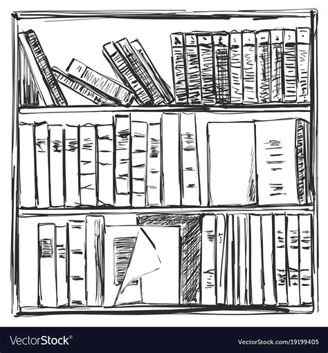 Books Background Book Shelves Sketch Royalty Free Vector