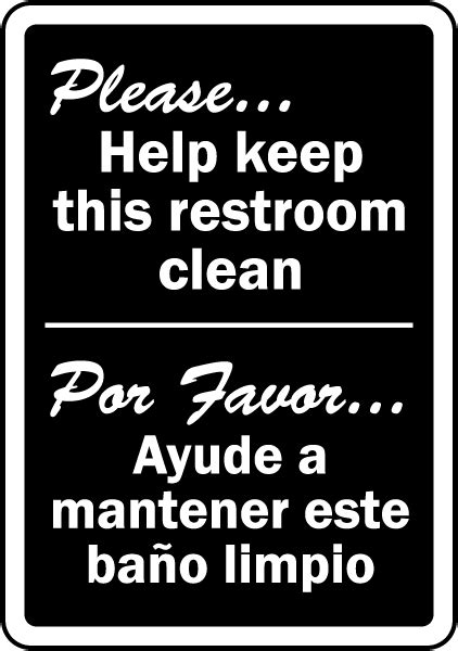 Bilingual Keep This Restroom Clean Sign D5825 By