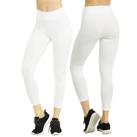 Thelovely Women And Plus Soft Cotton Active Stretch Capri Length Lightweight Leggings 2pk White
