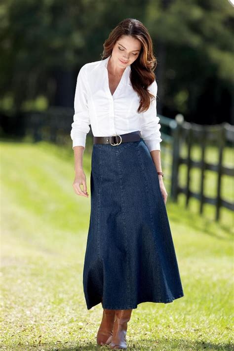Long Denim Skirts A Line Denim Skirt Fashion Long Denim Skirt