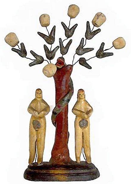 Tree Of Life Adam And Eve Antique American Folk Art American