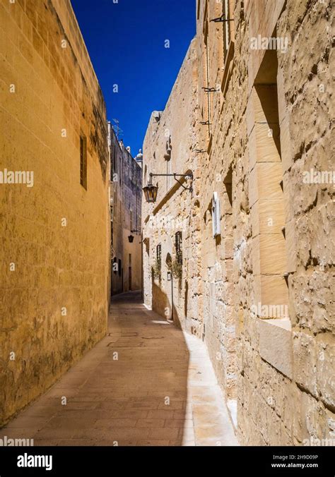 Narrow Street In Mdina The Ancient Capital City Of Malta Beneath
