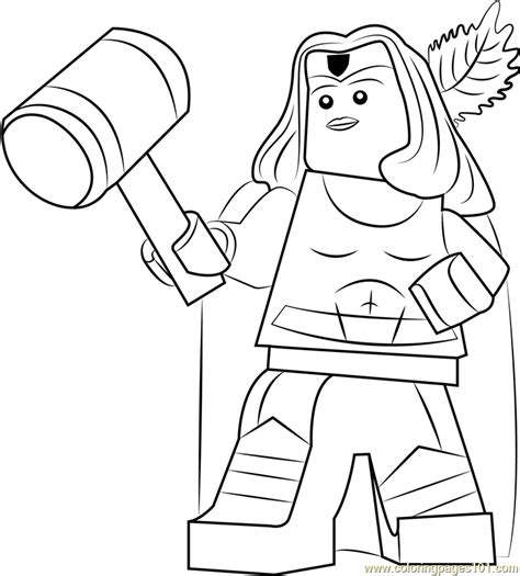 Lego Thor Girl Coloring Page for Kids - Free Lego Printable Coloring Pages Online for Kids