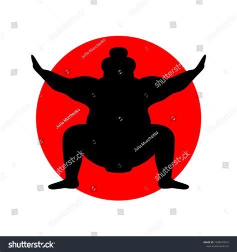 Silhouette Wrestler Sumo Against Background Japanese 스톡 벡터로열티 프리