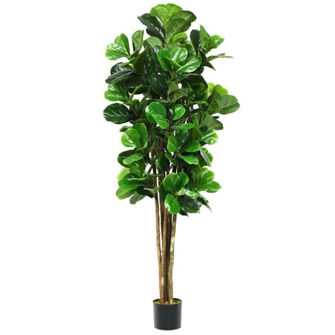 Gymax 6 Feet Artificial Fiddle Leaf Fig Tree Indoor Outdoor Home