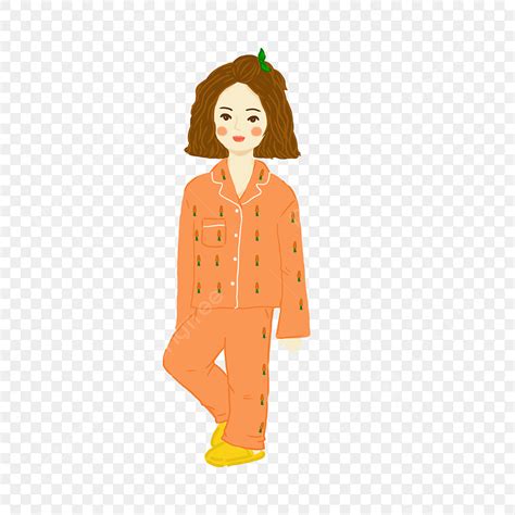 Hand Drawn Cartoon Cute Characters Wearing Pajamas For Girls With