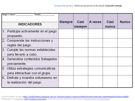 Lista De Cotejo Instrumento Para Evaluar Actividades De Grupo Fe