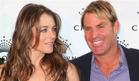 On Or Off Liz Hurley Sends Kisses To Ex Fiancé Shane Warne On His