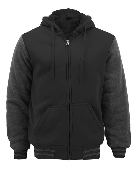 Mens Premium Athletic Soft Sherpa Lined Fleece Zip Up Hoodie Sweater