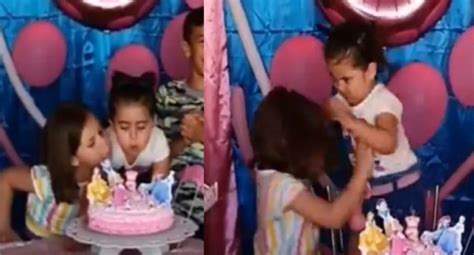 Video Niña Jala El Pelo De Hermana Porque Sopló Vela De Torta