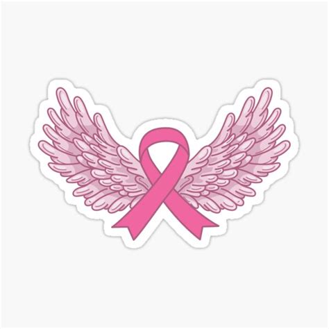 Pink Ribbon Angel Wings Sticker For Sale By Y Sn Redbubble