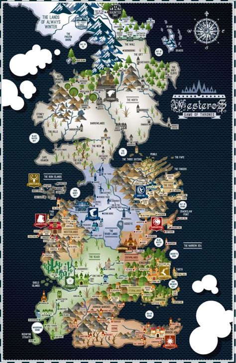 Game Of Thrones Westeros Map X Poster