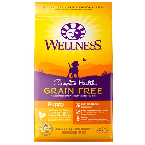 Chicken meal, brown rice, sorghum, chicken fat, rolled oats type: Complete Health Grain Free For Puppy | Wellness Pet Food