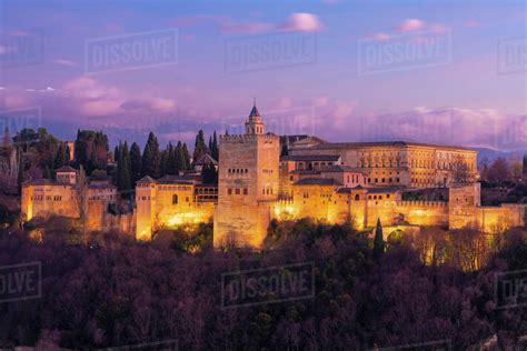 View Of The Alhambra Unesco World Heritage Site With The Sierra