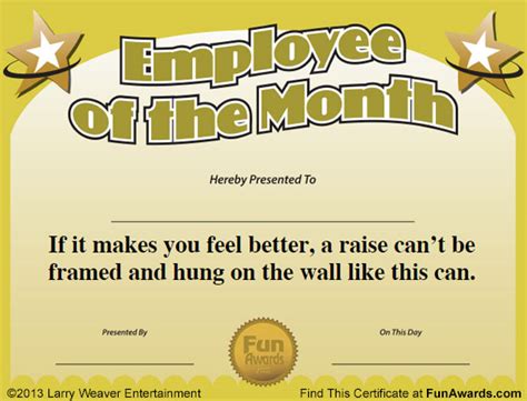 Top collection employee of the year. Employee of the Month Certificate: Free Funny Award Template
