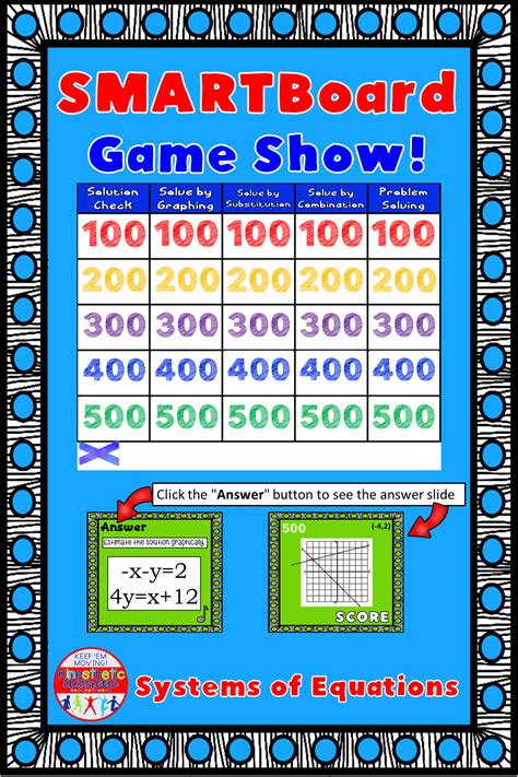 Smartboard Game Show Systems Of Equations Smart Board Games Smart Board Middle School Math