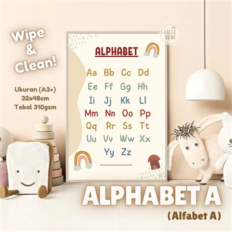 Jual Lgn Alphabet Abjad Wipe Clean Poster Aesthetic Premium
