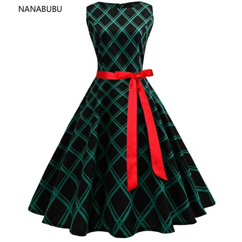 Nanabubu Women Summer Vintage Tunic Dress Female Robe Rockabilly