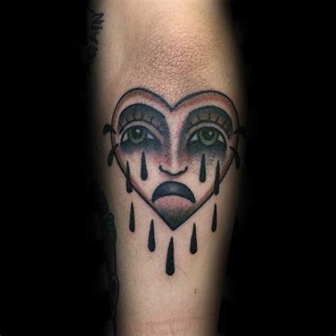 50 Crying Heart Tattoo Designs For Men Cool Ink Ideas