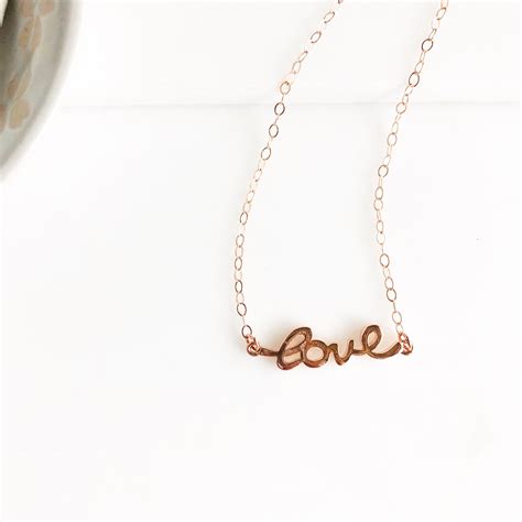 Rose Gold Cursive Love Necklace