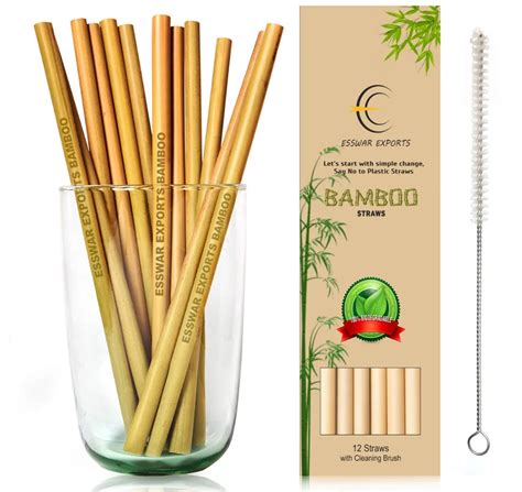 Custom Printed Reusable Eco Friendly Bamboo Straws Drinking
