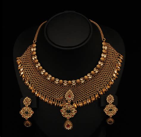 Gold And Diamond Jewellery Designs Beautiful Antique Bridal Necklace