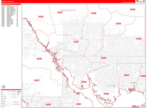 North Port Florida Zip Code Maps Red Line