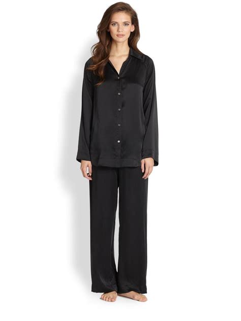 Donna Karan Silk Pajamas In Black Lyst