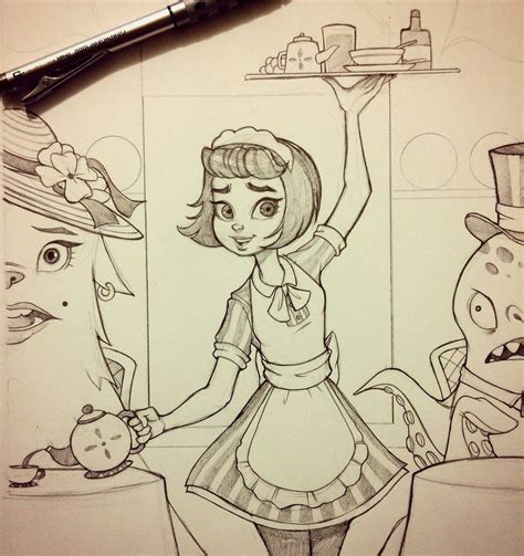 the waitress by chrissie zullo on deviantart cute sketches drawing sketches drawings person