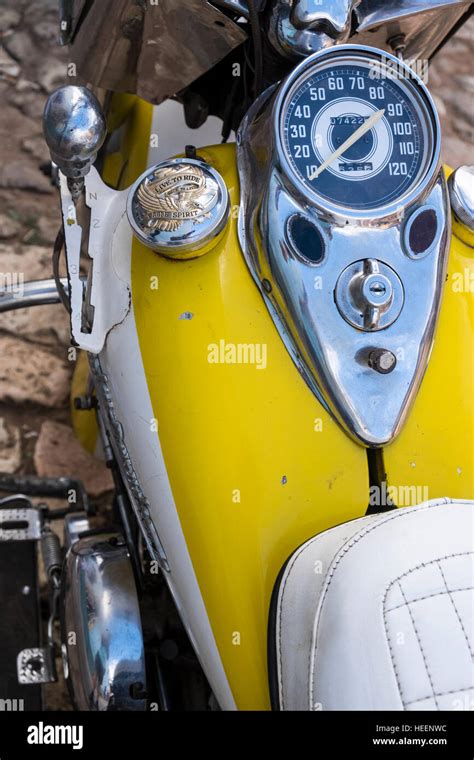 Detail Of Petrol Tank Speedometer And Gear Change Lever Harley