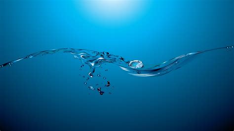 Digital Art Minimalism Simple Background Blue Water Waves Bubbles