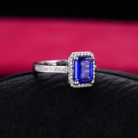 In 14k white gold #6453 infinityjewelersusa. Antique 1.50 Carat emerald cut Blue Sapphire and Diamond Halo Engagement Ring in White Gold ...