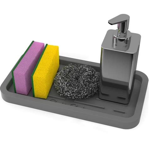 Silicone Sink Tray Countertop Organizer Sponge Holder Soap Dish