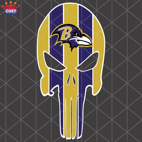 The Baltimore Ravens Skull Is Painted On A Black Background With Yellow