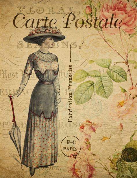 Woman Vintage Postcard Floral Free Stock Photo Public Domain Pictures